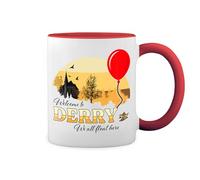 GR8Shop It Horror Movie Welcome to Derry Stephen King Inspired White Coffee Mug with Red Rim & Handle