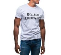 GR8Shop Social Media Killed Romance Men's White T-Shirt Size M
