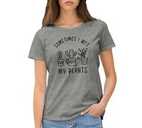 GR8Shop Sometime I Wet My Plants Flowers Garden Lover Women's Grey T-Shirt Size L