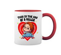 GR8Shop This is The Ass of A Killer Chucky White Coffee Mug with Red Rim & Handle