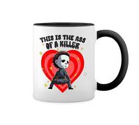 GR8Shop This is The Ass of A Killer Michael Myers White Coffee Mug with Black Rim & Handle