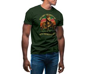 GR8Shop Why Don't You Knock It Off with Them Negative Waves Men's Military Green T-Shirt Size 3XL