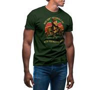 GR8Shop Why Don't You Knock It Off with Them Negative Waves Men's Military Green T-Shirt Size L