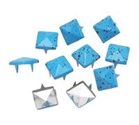 Graargpro 100PCS Four-Jaw Iron Rivets, 10mm Square Pyramid Studs for Clothes Leather DIY Craft Accessories,Blue Red Dots