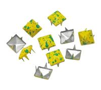 Graargpro 100PCS Four-Jaw Iron Rivets, 10mm Square Pyramid Studs for Clothes Leather DIY Craft Accessories,Yellow Green Dots