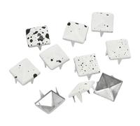 Graargpro 100PCS Four-Jaw Iron Rivets, 9mm Square Pyramid Studs for Clothes Leather DIY Craft Accessories,White Black Dots