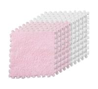 Graargpro 10PCS Soft Protective Interlocking Patchwork Mat, 11.81 x 11.81" Plush Puzzle Carpet for Home Floor Decoration, White-Pink