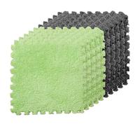 Graargpro 10PCS Soft Protective Interlocking Patchwork Mat, 11.81 x 11.81" Plush Puzzle Carpet for Home Floor Decoration, Green-Gray