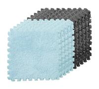 Graargpro 10PCS Soft Protective Interlocking Patchwork Mat, 11.81 x 11.81" Plush Puzzle Carpet for Home Floor Decoration, Gray-Light Blue