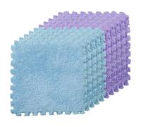 Graargpro 10PCS Soft Protective Interlocking Patchwork Mat, 11.81 x 11.81" Plush Puzzle Carpet for Home Floor Decoration, Light Blue-Purple