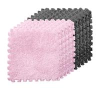 Graargpro 10PCS Soft Protective Interlocking Patchwork Mat, 11.81 x 11.81" Plush Puzzle Carpet for Home Floor Decoration, Pink-Gray