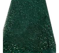 Graargpro Glitter Tulle Fabric, 35.43x51.18inch Sequin Mesh Lace Fabric with Sequins and Beads for Dresses Clothes Costumes Sewing Making Home Decor Crafts, Deep Green