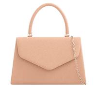 Grab Bag Faux Leather Top Handle Handbag Evening Bag Ladies Clutch Bag Shoulder Bag Wedding Prom Bag (Nude)