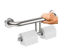 Grab Bar w/Double Toilet Paper Roll Holder Brushed Nickel, iHansee Stainless Steel Shower Support Balanced Support Handle, Wall Mounted Safety Handrail Grab Rail for Elderly Senior Handicap Disabled