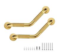 Grab Bars for Bathtubs and Showers- 1-1/4 x 16 Angled Shower Grab Bar for Seniors Knurled Stainless Steel Handicap Grab Bars for Wall (Gold, 2 Pack)