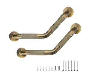 Grab Bars for Bathtubs and Showers- 1-1/4 x 16 Angled Shower Grab Bar for Seniors Knurled Stainless Steel Handicap Grab Bars for Wall (Antique Bronze, 2 Pack)
