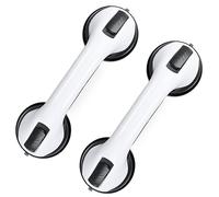 Grab Bars for Bathtubs and Showers, 2 Pack Shower Handle 12 Inch Strong Suction Shower Bar, Safety Bars for Shower Chair, Bathroom Grab Bar for Senior Black White