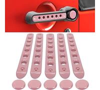 Grab Handle Inserts Cover+Push Button Knobs Cover Trim for Jeep Wrangler JK JKU Sahara Rubicon Unlimited 2007-2018 Exterior Door Handle Decoration Accessories Aluminum (Pink)