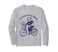 Grab Life By The Sakura Panda Bicycle Long Sleeve T-Shirt