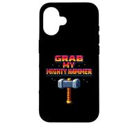 Grab My Mighty Hammer Retro 80s Arcade Pixel Joke Case for iPhone 16