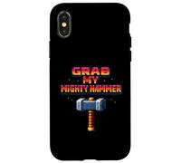 Grab My Mighty Hammer Retro 80s Arcade Pixel Joke Case for iPhone X/XS