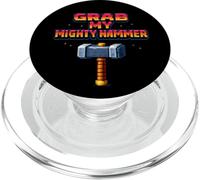 Grab My Mighty Hammer Retro 80s Arcade Pixel Joke PopSockets PopGrip for MagSafe
