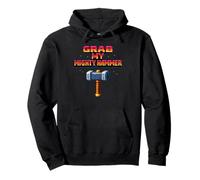 Grab My Mighty Hammer Retro 80s Arcade Pixel Joke Pullover Hoodie