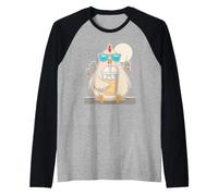 Grab Sweet iced Coffee with a Rooster in the Night City Raglan Baseball Tee