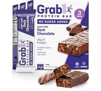 Grab1 Sugar Free Protein Bars, Dairy Free Dark Chocolate (3 Pack = 12 Bars) | 12gr Protein + 4gr Fiber | Low Calorie | Zero Sugar