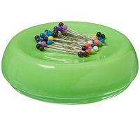 Grabbit Magnetic Sewing Pincushion with 50 Plastic Head Pins, Lime Green