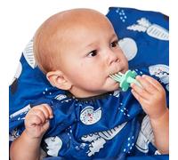 Grabease Allover Waterproof Bib for Self-Feeding Babies and Toddlers 6-24 Mos. - Baby Bibs with Plate Outline Fully Covers Baby and High Chair - Safe, Machine Washable Baby Led Weaning Supplies (Navy)