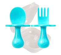 Grabease Toddler Utensils Toddler Spoons and Forks Baby Cutlery Toddler Fork, Bpa-Free & Phthalate-Free for Baby & Toddler, 1 Set, Teal