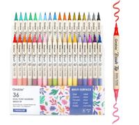 Grabie 72 Colors Paint Markers, Acrylic Paint Pens with 36 Dual-Color Brush Tips, Double Tipped Waterbased Markers for Rocks, Acrylic Drawing Marker for Art Supplies