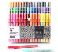 Grabie - High quality paint pens, 48 colors art supplies, extra fine point (0.7mm) acrylic paint markers for various surfaces