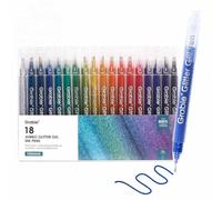 Grabie Jumbo Glitter Gel Ink Pen Set Of 18, Metallic Vibrant Sparkle Gel Pens for Coloring, Sparkle Markers, Glitter Pens for Adults (18 Colors Jumbo Gel Pens)