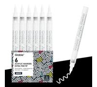 Grabie Paint Markers, Extra Fine Tip Waterbased Markers for Rocks, 0.7mm, Acrylic Drawing Marker for Art Supplies (6 white)