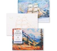 Grabie Watercolour Coloring Book, 15 A5 Cotton Sheets, Landscape Themed | 100% Cotton Watercolour, Paper Great for Painting, Portable A5 Art Book For Artists & Beginners, Smooth Paper for Blending