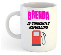 grabmybits Brenda is Currently Refuelling Mug Pink - Funny, Gift, Name, Personalised