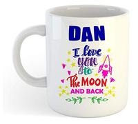 grabmybits Dan - I Love You to The Moon and Back Mug Blue - Funny Named Valentine Mug