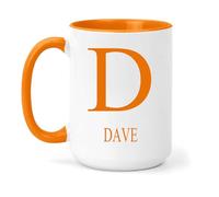 grabmybits Dave Personalized Initial Mug - Custom Name Ceramic Cup for Tea or Coffee Gift - Orange