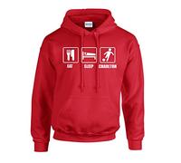 grabmybits - Eat Sleep Charlton Hoodie - Unisex Hooded Top Athletic Red/White