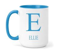 grabmybits Ellie Personalized Initial Mug - Custom Name Ceramic Cup for Tea or Coffee Gift - Blue
