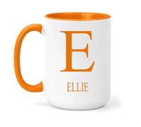 grabmybits Ellie Personalized Initial Mug - Custom Name Ceramic Cup for Tea or Coffee Gift - Orange