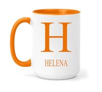 grabmybits Helena Personalized Initial Mug - Custom Name Ceramic Cup for Tea or Coffee Gift - Orange