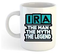grabmybits Ira - The Man, The Myth, The Legend Mug - Name Personalised Funky Gift