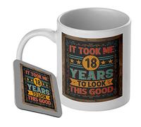 grabmybits It's Taken 18 Years to Look This Good Mug & Coaster Set - Gift, Funny Birthday
