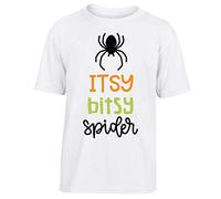 grabmybits Itsy Bitsy Spider - Kids Halloween T Shirt - Unisex, Girls, Boys (3-4,White)