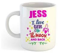 grabmybits Jess - I Love You to The Moon and Back Mug - Funny Named Valentine Mug