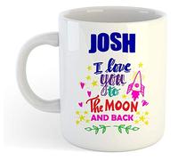 grabmybits Josh - I Love You to The Moon and Back Mug Blue - Funny Named Valentine Mug