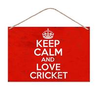 grabmybits Keep Calm And Love Cricket - Vintage Look Metal Large Plaque Sign 30x20cm